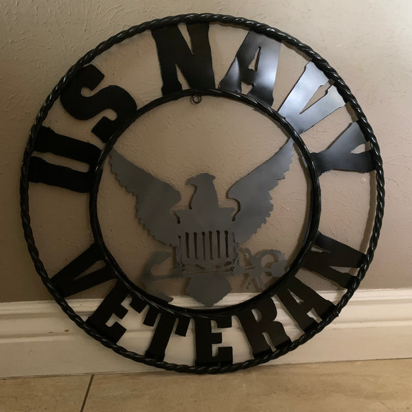 18",24",36" US NAVY VETERAN CUSTOM NAME SIGN VINTAGE METAL CRAFT ART WESTERN HOME DECOR RUSTIC GREY & BLACK #EH10494