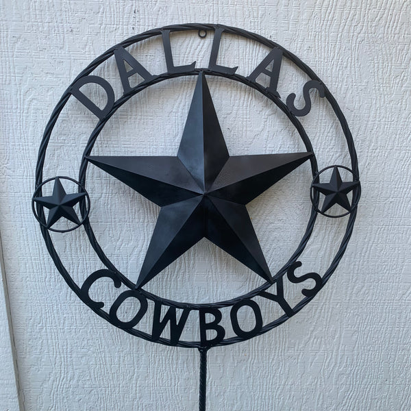 24" STAR & 34" STAKE DALLAS COWBOYS DECOR METAL ART WESTERN HOME WALL DECOR ALL RUSTIC BLACK STAR WITH 34" STAKE