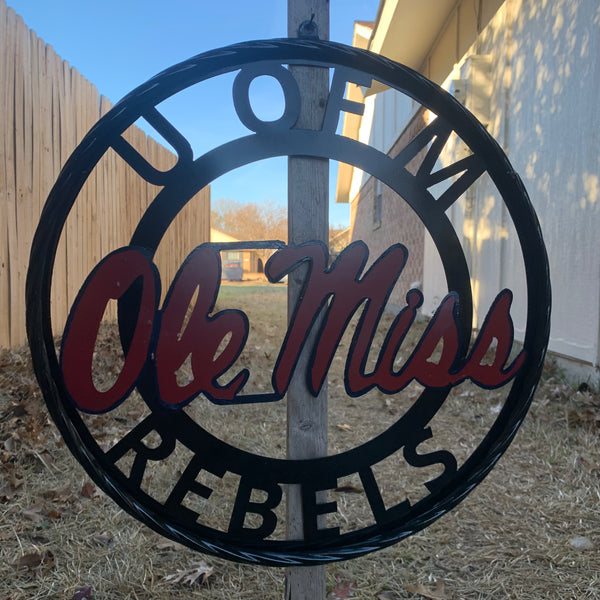 OLE MISS REBELS MISSISSIPPI METAL CUSTOM VINTAGE CRAFT TEAM SIGN HANDMADE