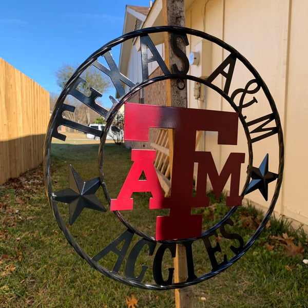 TEXAS A&M WITH STARS CUSTOM METAL VINTAGE CRAFT SIGN WALL ART TEAM SIGN HANDMADE