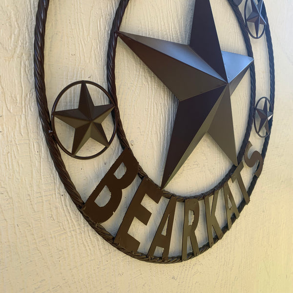 24",32" SHSU SAM HOUSTON BEARKATS RUSTIC DARK BROWN METAL CUSTOM VINTAGE CRAFT RUSTIC BROWN TEAM STAR HANDMADE