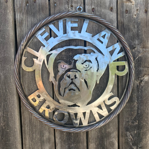 CLEVELAND BROWNS RAW METAL CUSTOM VINTAGE CRAFT ART HANDMADE RUSTIC BLACK