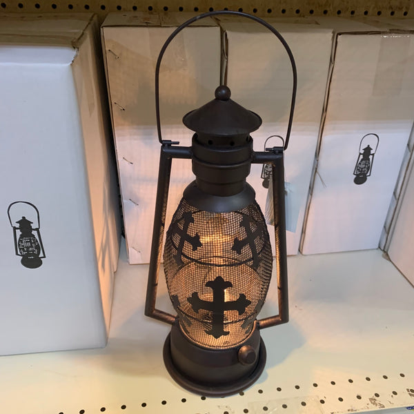 CROSS LANTERN LAMP METAL ART ELECTRIC WESTERN HOME WALL DECOR NEW