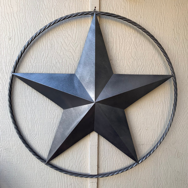 12",16",24",32",34", 36",38",40",48",60",72",96" RUSTIC GREY BARN LONE STAR WITH TWISTED ROPE RING METAL WALL ART WESTERN HOME DECOR VINTAGE RUSTIC CRAFT NEW