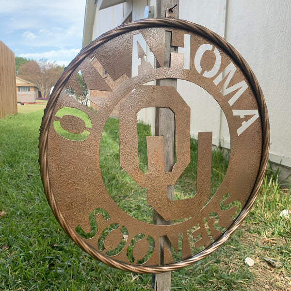 12",18",24",32" OU SOONERS HAMMERED COPPER CUSTOM METAL VINTAGE CRAFT TEAM SIGN HANDMADE CRAFT