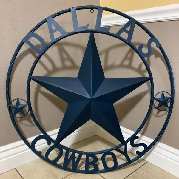 DALLAS COWBOYS NAVY BLUE BARN STAR METAL LONE STAR WESTERN HOME DECOR HANDMADE 24",32",36",40",42",44",46",50"
