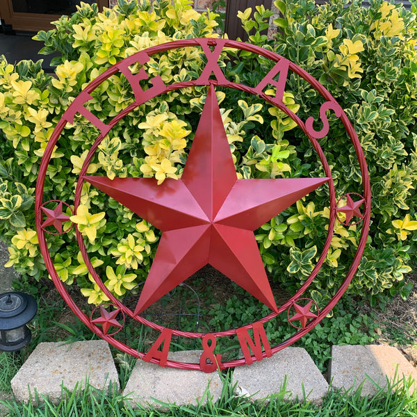 TEXAS A&M BURGUNDY RED BARN LONE STAR METAL CUSTOM VINTAGE CRAFT TEAM STAR WESTERN HOME DECOR HANDMADE SIZE:24",32",36",40",42",44",46",50"