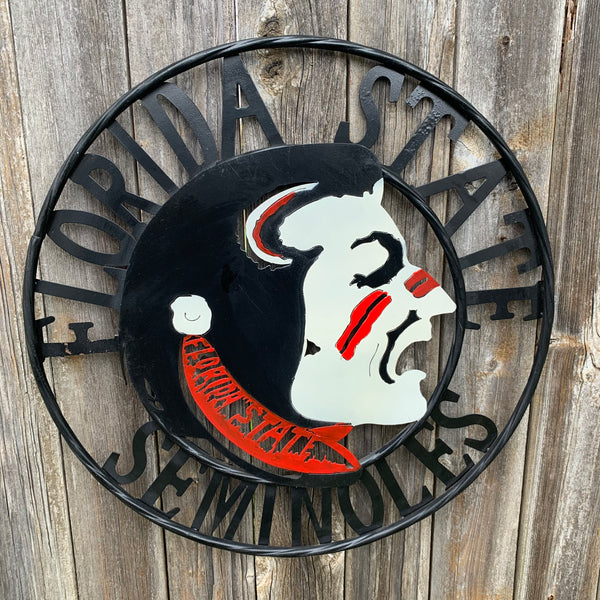 12", 18", 24", 32" FSU FLORIDA STATE SEMINOLES INDIAN LOGO METAL CUSTOM VINTAGE CRAFT TEAM SIGN