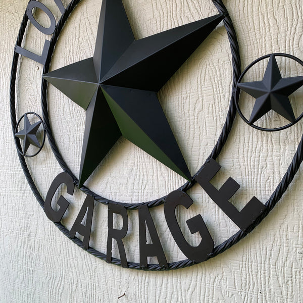 LONESTAR GARAGE STYLE CUSTOM BARN NAME STAR LONESTAR GARAGE METAL NAME BARN STAR WITH TWISTED ROPE RING 3d STAR ART WESTERN HOME DECOR RUSTIC BROWN