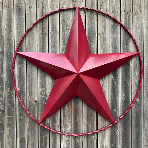 CRANBERRY BURGUNDY STAR RED STAR BARN METAL LONESTAR TWISTED ROPE RING WALL ART WESTERN HOME DECOR BRAND NEW