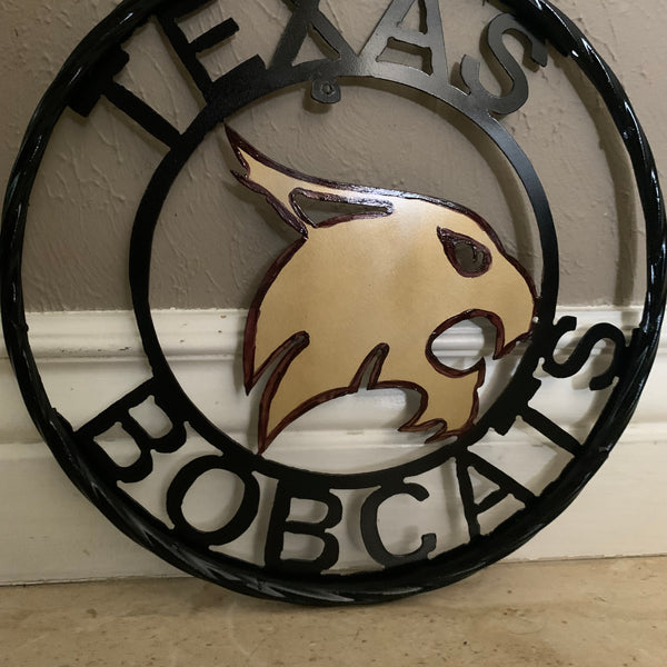 12" TEXAS BOBCATS CUSTOM METAL VINTAGE CRAFT SIGN TEAM WESTERN HOME DECOR HANDMADE