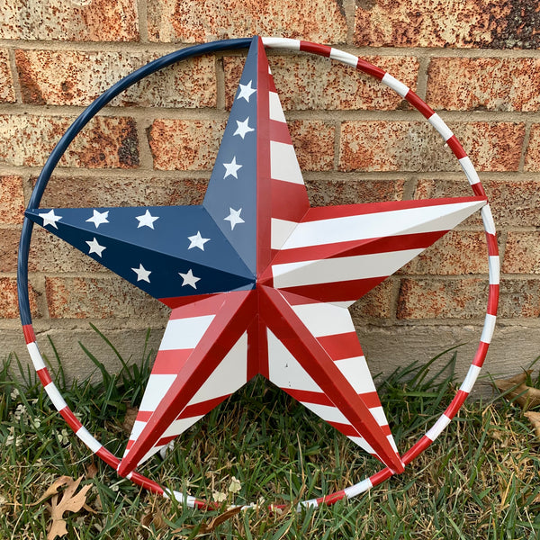 PEACE STAR METAL RED WHT BLUE STAR WESTERN HOME DECOR HANDMADE 12",16",24",32"36",38",40",48"