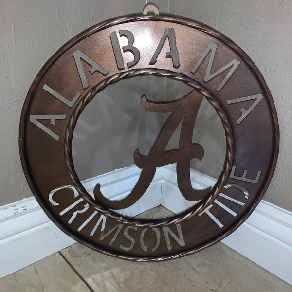 ALABAMA CRIMSON TIDE WIDE BAND RING CUSTOM METAL VINTAGE CRAFT TEAM SIGN HANDMADE