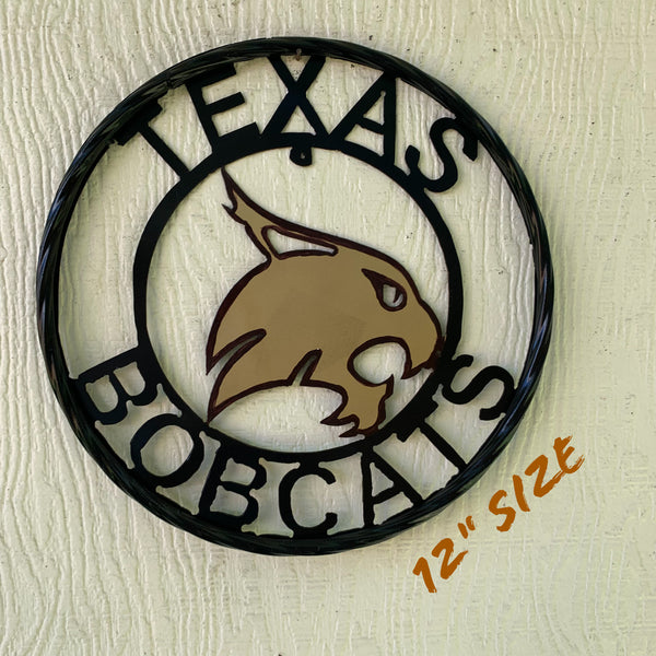 12" TEXAS BOBCATS CUSTOM METAL VINTAGE CRAFT SIGN TEAM WESTERN HOME DECOR HANDMADE