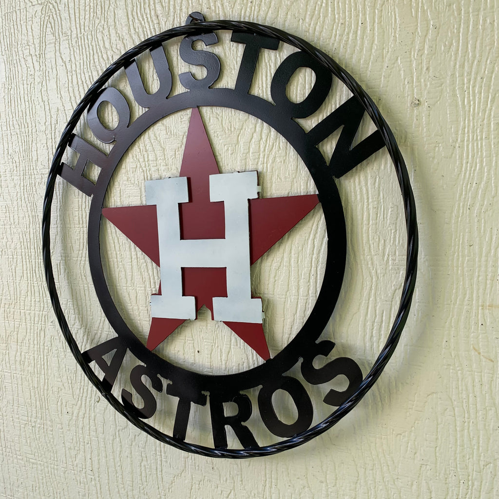 Houston Astros Retro Logo 3D Metal Artwork – Hex Head Art