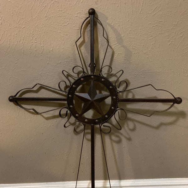 STAR METAL CROSS WALL ART DARK BRONZE COPPER