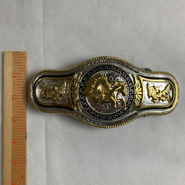 6.5" X 3.5" HORSE BELT BUCKLE GOLD SILVER BLACK WESTERN BUCKLE FASHION ART NEW #EH12271