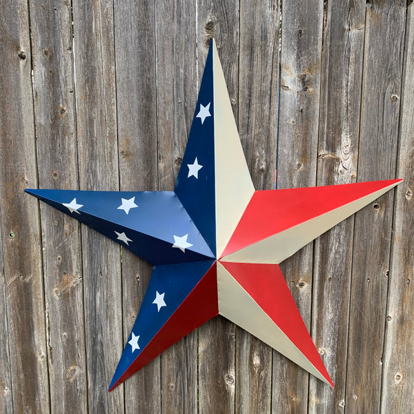 12",16",24",30",36" USA AMERICAN FLAG STAR STYLE #1 RED WHITE & BLUE METAL BARN STAR WALL ART HANDMADE STYLE# 1