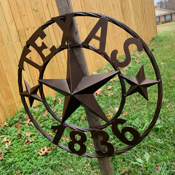 16" RUSTIC BRONZE TEXAS 1836 BARN LONE STAR METAL ART WESTERN HOME DECOR VINTAGE RUSTIC DARK BRONZE NEW