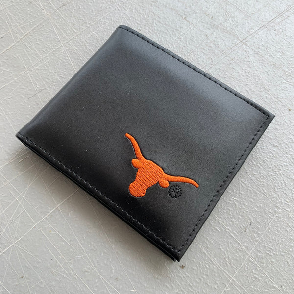 4.25" x 3.75" TEXAS LONGHORN WALLET LEATHER BIFOLD WALLET NEW-- FREE SHIPPING