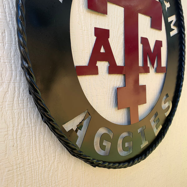 24" TEXAS A&M WIDE BAND RING CUSTOM METAL VINTAGE CRAFT SIGN TEAM HANDMADE