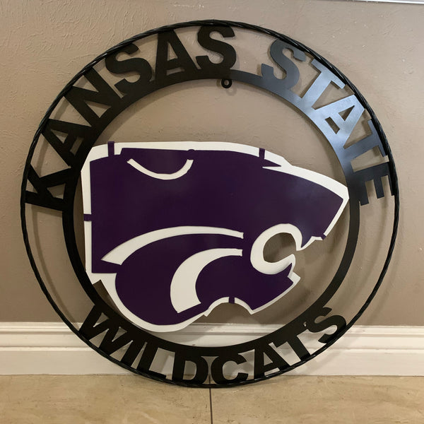 12", 18", 24", 32" KANSAS STATE WILDCATS  YMETAL CUSTOM VINTAGE CRAFT WALL ART TEAM SIGN HANDMADE