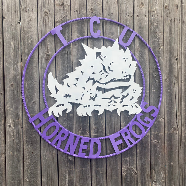 12",18",24",32",36" TCU HORNED FROGS CUSTOM METAL VINTAGE CRAFT TEAM SIGN HANDMADE