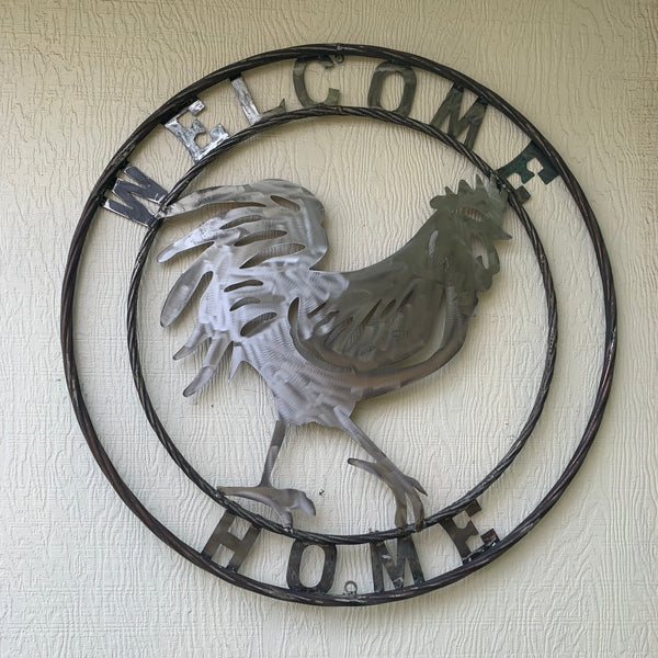 YOUR CUSTOM NAME ROOSTER LASERCUT RAW METAL ART WITH RING DESIGN WESTERN METAL ANIMAL ART HOME WALL DECOR BRAND NEW