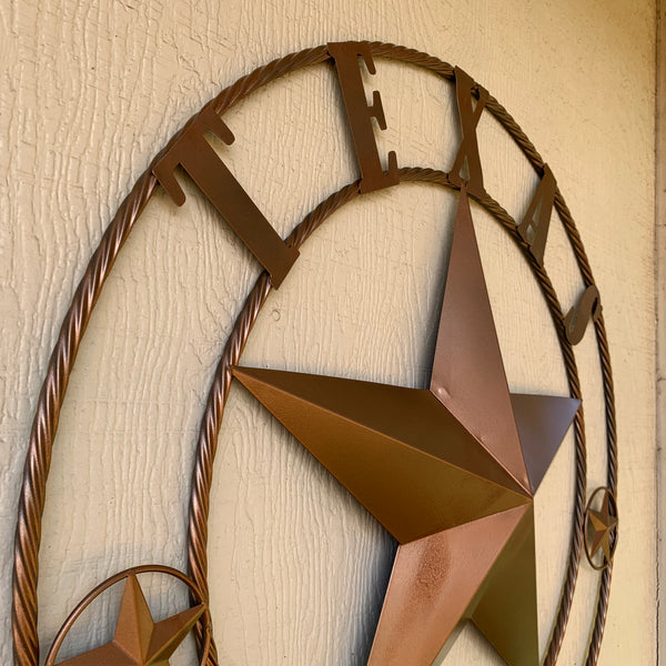 24", 32",36",40" TEXAS 1836 HAMMERED COPPER  BARN STAR METAL WALL WESTERN HOME DECOR RED WHITE BLUE ART