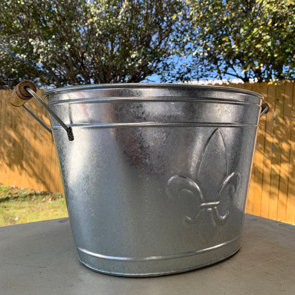 18" FLEUR DE LIS SILVER OVAL TUB WESTERN HOME DECOR METAL ART NEW #EH10399