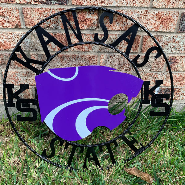 KANSAS STATE METAL CUSTOM VINTAGE CRAFT WALL ART TEAM SIGN HANDMADE