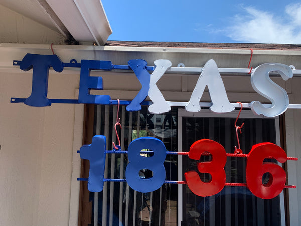 48", 60", 72" RED WHITE BLUE TX FLAG BARN META STAR WITH TEXAS 1836 SIGN WESTERN HOME DECOR METAL ART VINTAGE RUSTIC RED WHITE & BLUE ART