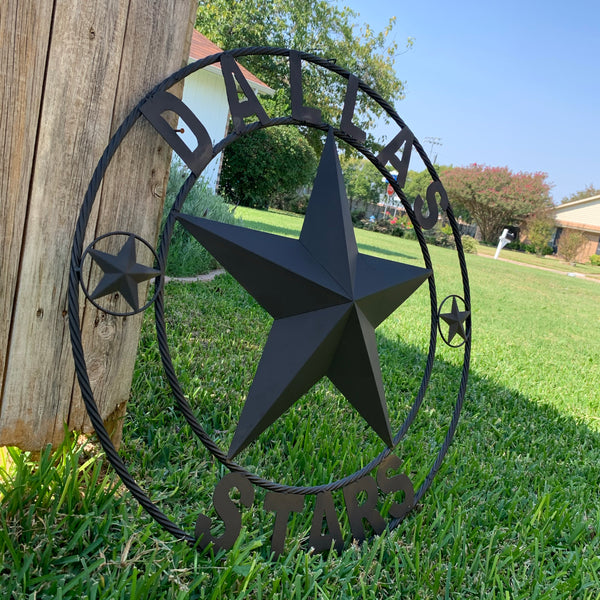 DALLAS STARS RUSTIC BLACK LONE STAR METAL HOCKEY TEAM WESTERN HOME DECOR CRAFT