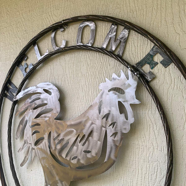 YOUR CUSTOM NAME ROOSTER LASERCUT RAW METAL ART WITH RING DESIGN WESTERN METAL ANIMAL ART HOME WALL DECOR BRAND NEW