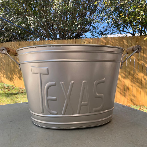 18" TEXAS SILVER OVAL TUB METAL WESTERN HOME DECOR METAL ART NEW #EH10390