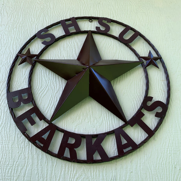 24",32" SHSU SAM HOUSTON BEARKATS RUSTIC DARK BROWN METAL CUSTOM VINTAGE CRAFT RUSTIC BROWN TEAM STAR HANDMADE