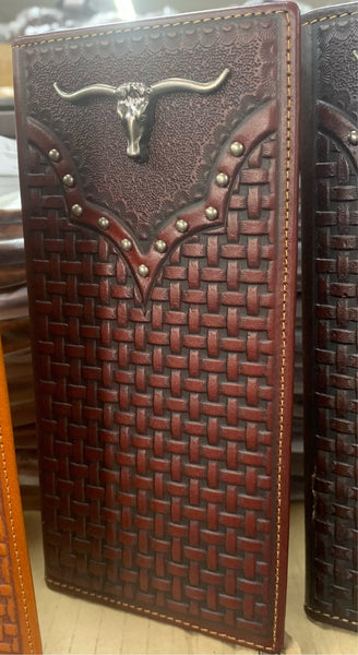 #LG GENUINE LEATHER WESTERN CHECKBOOK MEN'S WALLET WESTERN FASHION--FREE SHIPPING