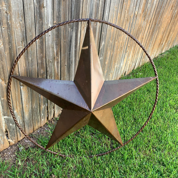 #EH10507 TEXAS GIANT 8,6,5,4 FOOT NATURAL RUSTIC SEALED UNPAINTED LARGE OVERSIZE METAL LONESTAR GENUINE RUST PATINA LONE STAR TWISTED ROPE RING 4,5,6,8 FOOT