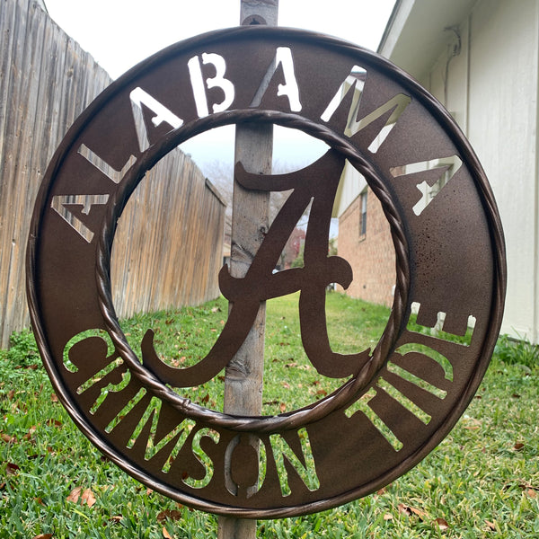 ALABAMA CRIMSON TIDE WIDE BAND RING CUSTOM METAL VINTAGE CRAFT TEAM SIGN HANDMADE