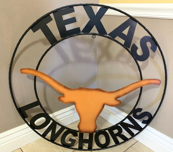 TEXAS LONGHORNS CUSTOM METAL VINTAGE CRAFT TEAM SIGN WESTERN HOME DECOR HANDMADE #EH90072