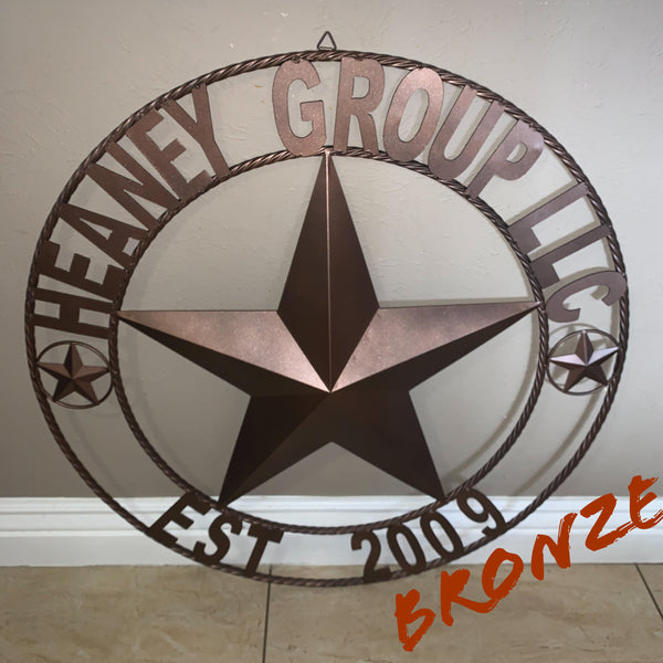 KOLET FAMILY STYLE YOUR CUSTOM FAMILY NAME STAR METAL BARN STAR ROPE RING KOLET FAMILY WESTERN HOME DECOR VINTAGE RUSTIC BROWN NEW HANDMADE 24",32",34",36",40",42",44",46",50"