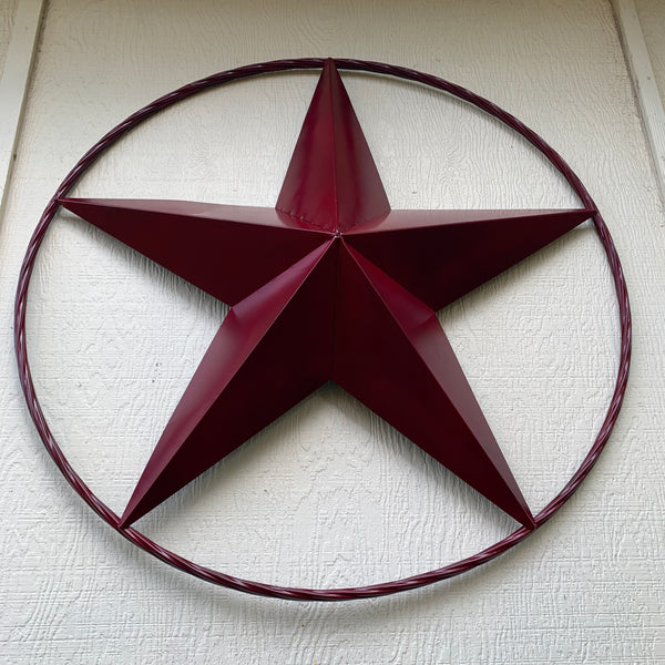 CRANBERRY BURGUNDY STAR RED STAR BARN METAL LONESTAR TWISTED ROPE RING WALL ART WESTERN HOME DECOR BRAND NEW