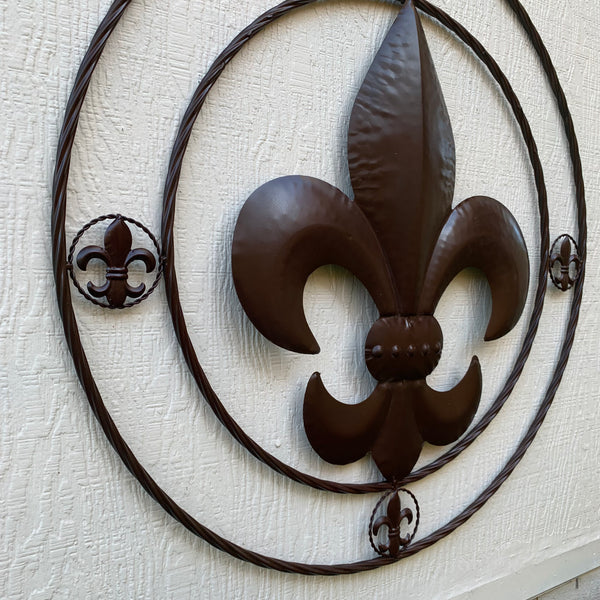 MULTI FLEUR DE LIS METAL WALL ART WESTERN HOME DECOR VINTAGE RUSTIC BROWN ART NEW