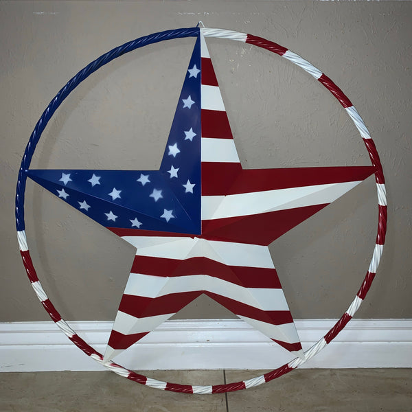 USA AMERICANA FLAG STAR METAL RED WHT BLUE STAR WESTERN HOME DECOR HANDMADE 12",16",24",32"36",38",40",48"