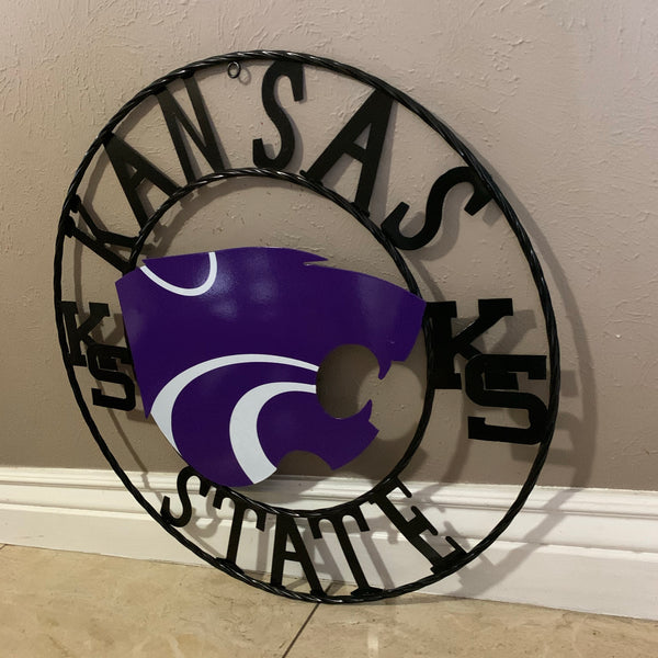 KANSAS STATE METAL CUSTOM VINTAGE CRAFT WALL ART TEAM SIGN HANDMADE