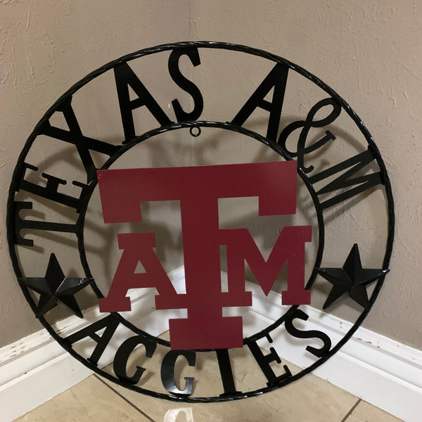 12", 18", 24", 32" TEXAS A&M AGGIES STARS METAL CUSTOM VINTAGE CRAFT WALL ART TEAM SIGN HANDMADE