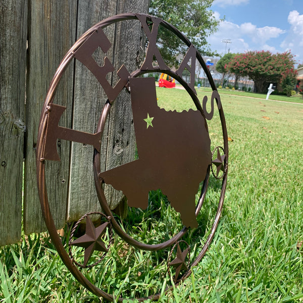 24" State of Texas Map Metal Wall Art Western Home Decor Vintage Rustic Bronze Copper New