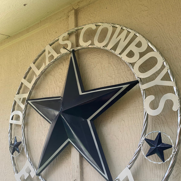 YOUR CUSTOM NAME STAR DALLAS COWBOYS METAL BARN STAR ROPE RING WESTERN HOME DECOR VINTAGE RUSTIC BROWN NEW HANDMADE 24",32",34",36",40",42",44",46",50"