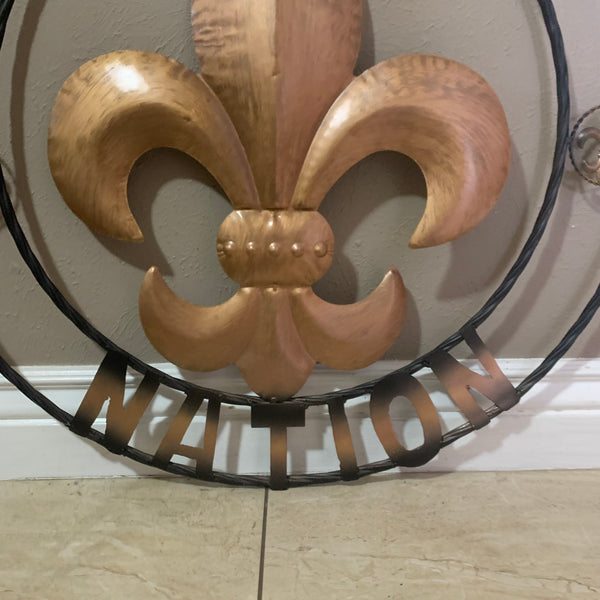 18", 24", 32" 36" WHO DAT NATION FLEUR DE LIS METAL WALL ART WESTERN HOME DECOR NEW