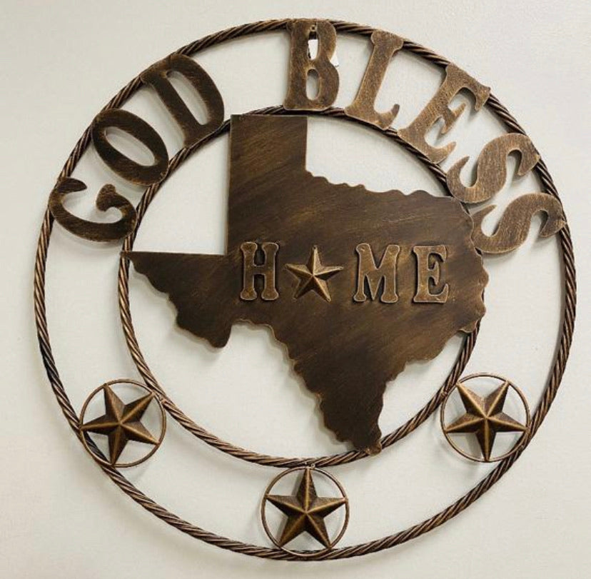 #A20602 STATE OF TEXAS 26" GOD BLESS TEXAS METAL SIGN WESTERN HOME DECOR HANDMADE NEW